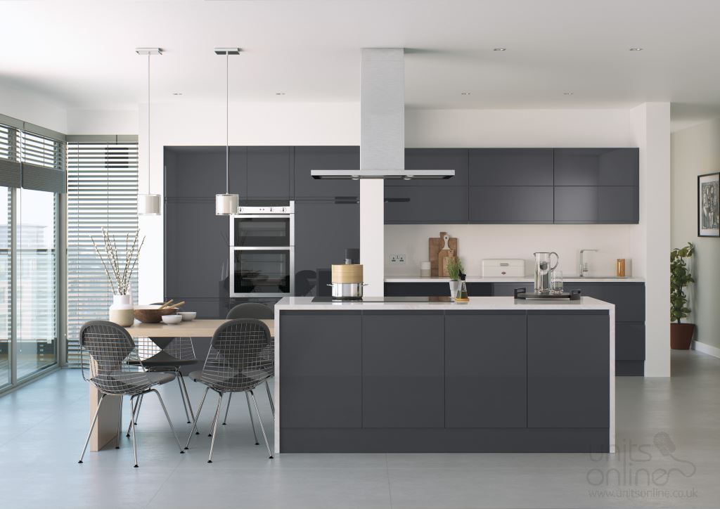 Lucente gloss anthracite handleless kitchen