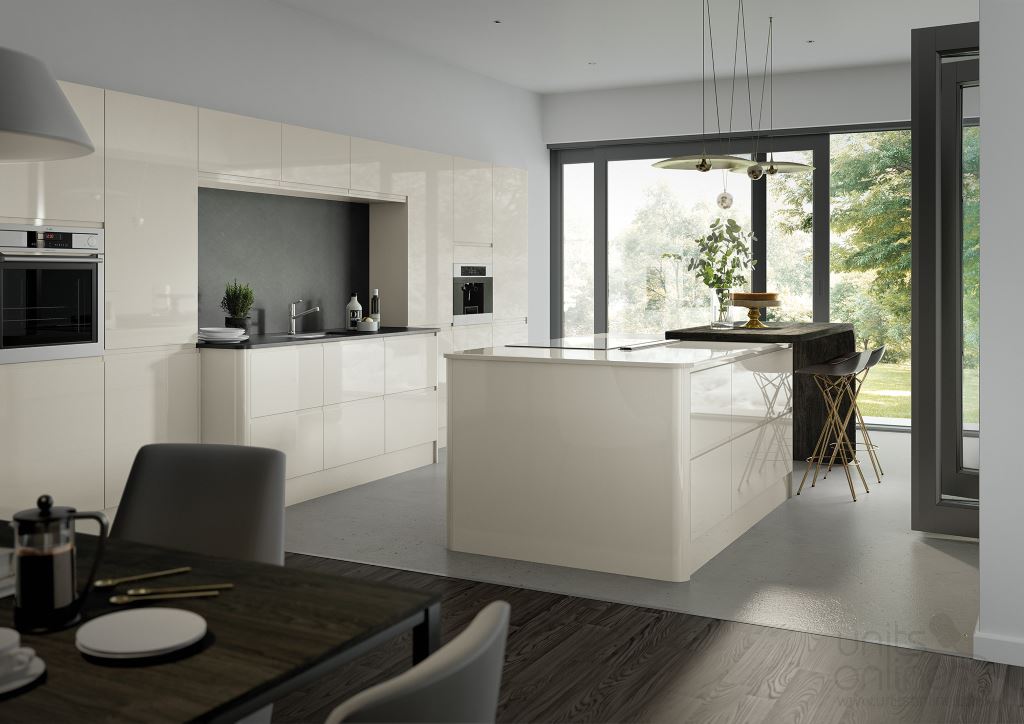 Lucente gloss porcelain handleless kitchen