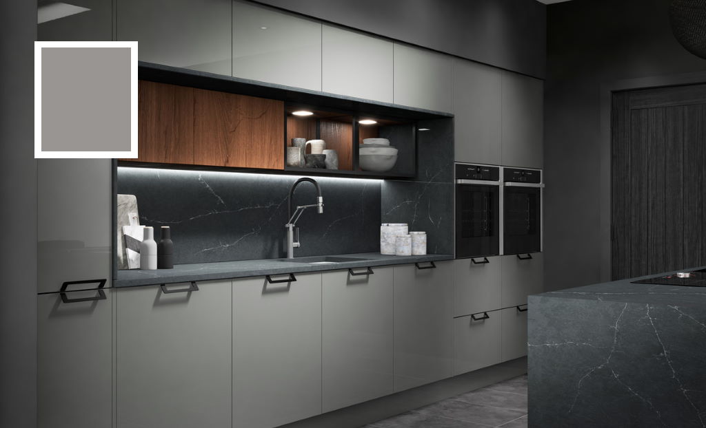 Second Nature Porter gloss silver grey kitchen