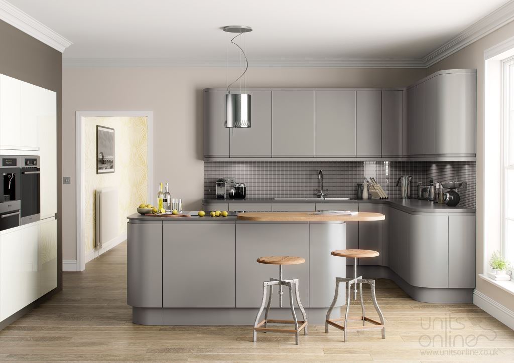 Lucente matt painted kitchen silver grey