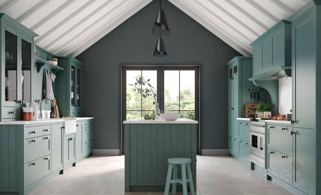 Aldana painted shaker kitchen Viridian