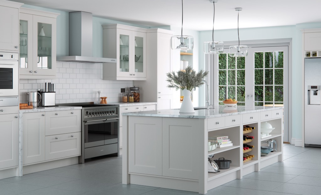 Florence shaker light grey handleless kitchen