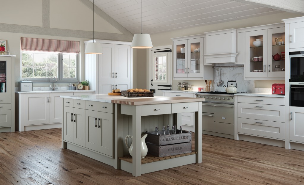 Florence shaker stone handleless kitchen