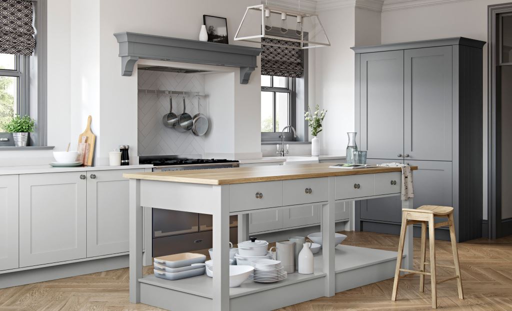 Georgia shaker dust grey handleless kitchen