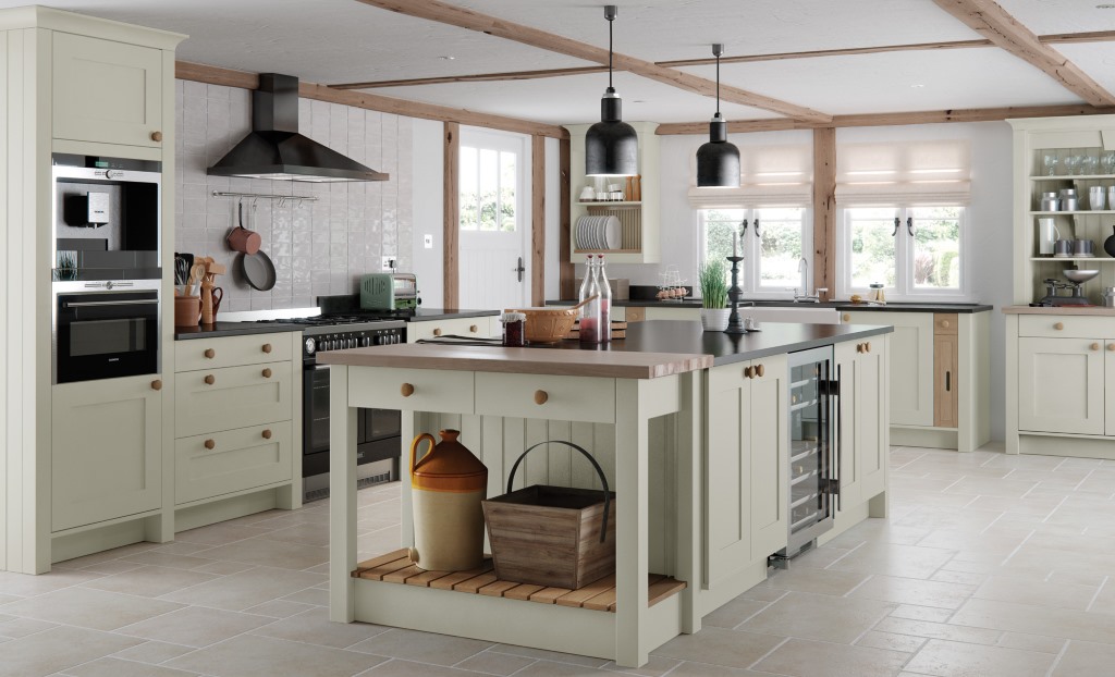 Georgia shaker mussel handleless kitchen
