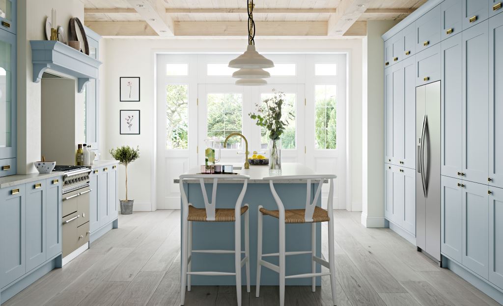 Georgia painted shaker kitchen pantry blue