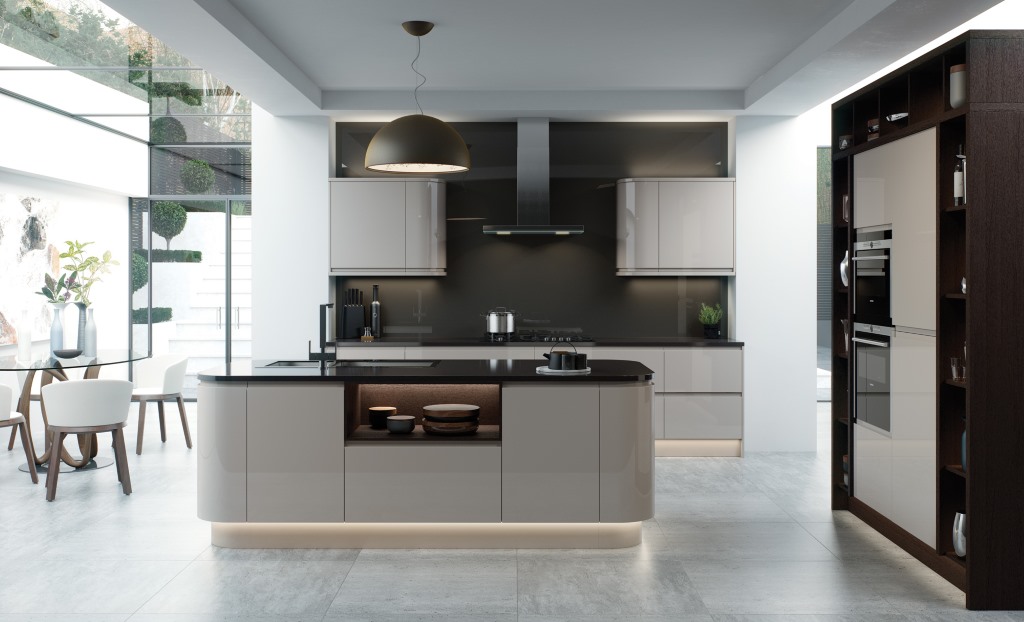 Strada gloss cashmere handleless kitchen