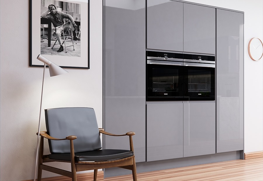 Strada gloss dust grey handleless kitchen