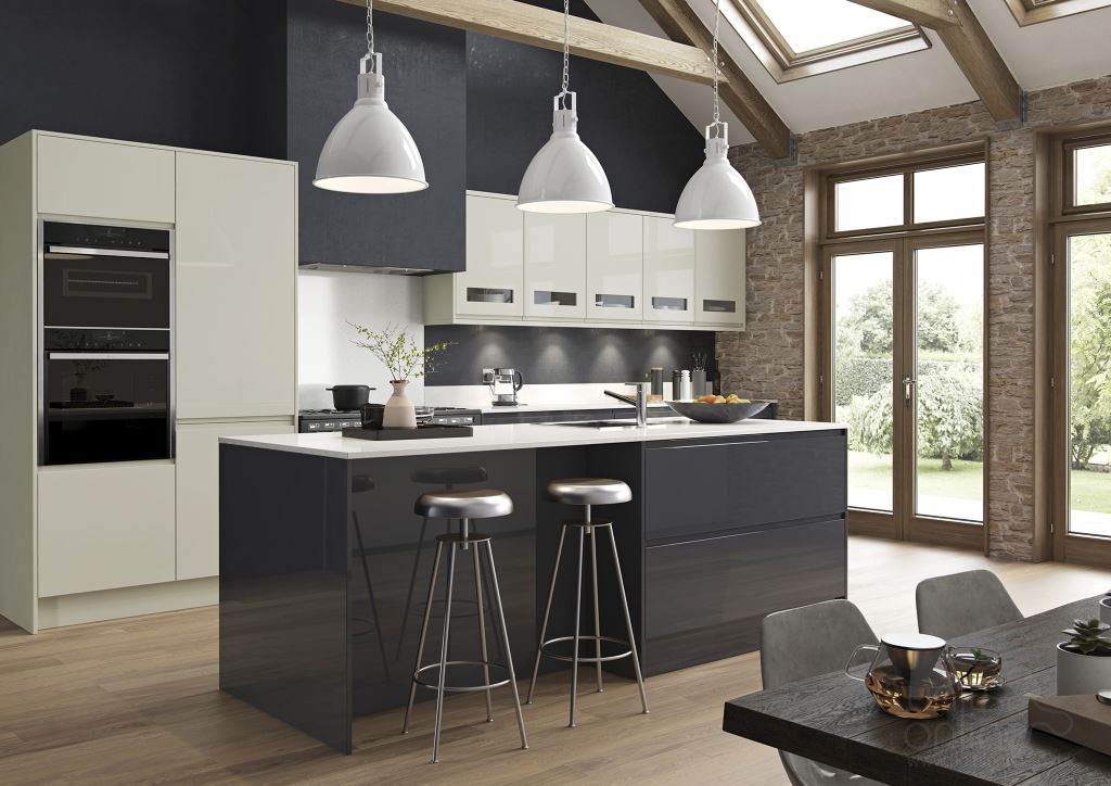 Strada gloss graphite handleless kitchen