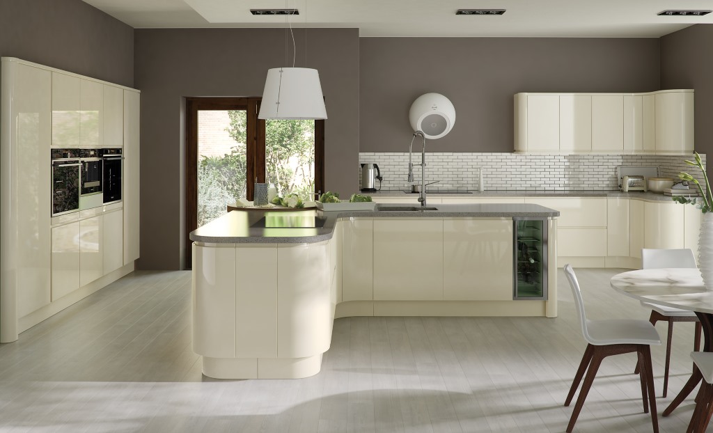 Strada gloss ivory handleless kitchen