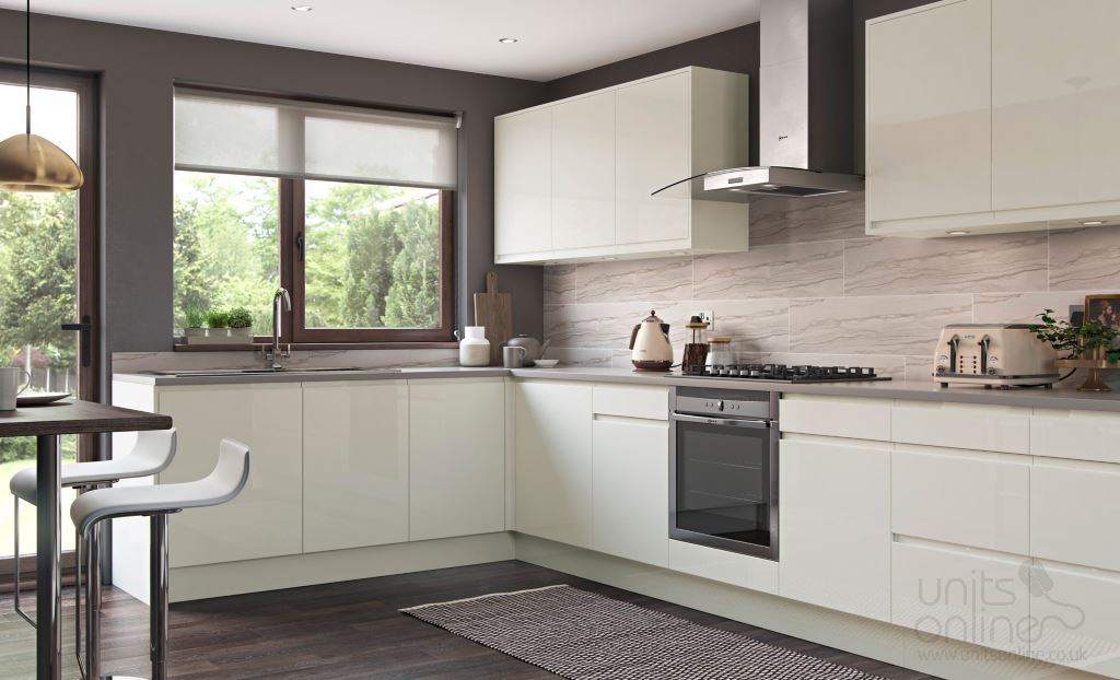 Strada gloss porcelain handleless kitchen