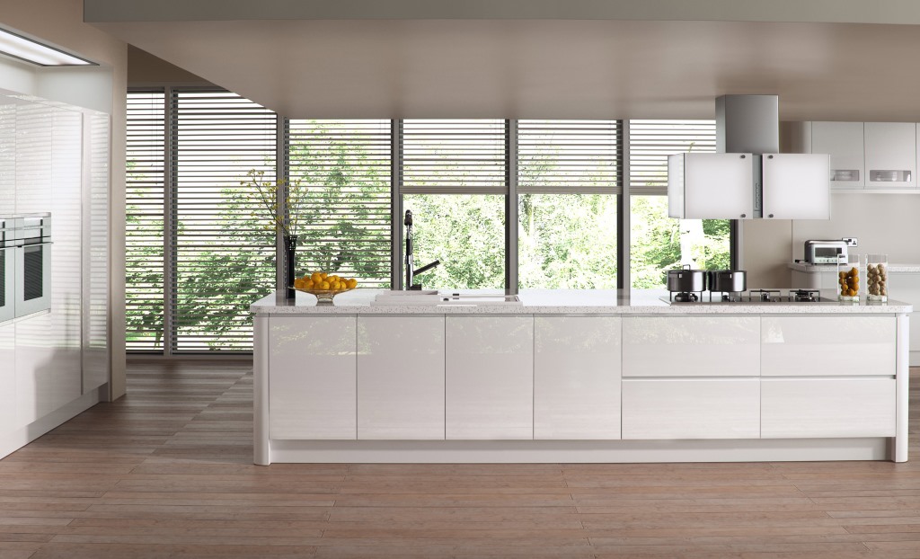 Strada gloss white handleless kitchen