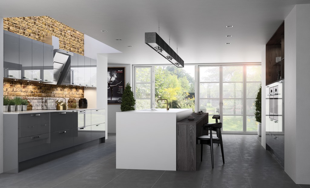 Zola gloss dust grey kitchen