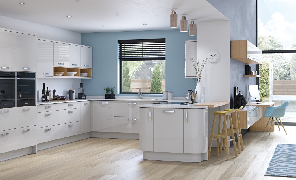 Zola gloss light grey kitchen