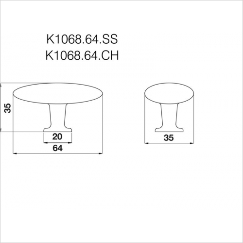 Oval Knob 64mm Length