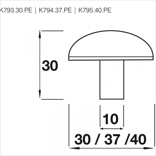 Mushroom Knob, Medium, 37mm Diameter