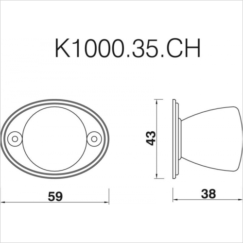 Round Knob With Backplate, 35mm Diameter Knob