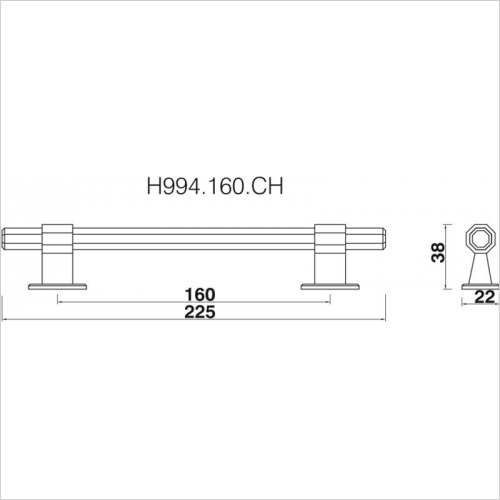 Hexagonal Bar Handle 160mm