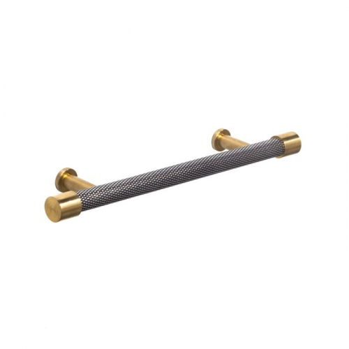 Walton, Knurled pull handle, 128mm, Pewter/Satin Brass