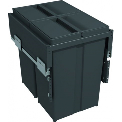 Pull-Out Waste Bin With Plastic Lid, 2 x 29 Litre Bins