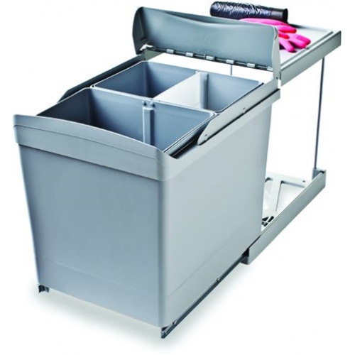 Pull-Out Waste Bin, Automatic Opening, 2 x 21 Litre Bins