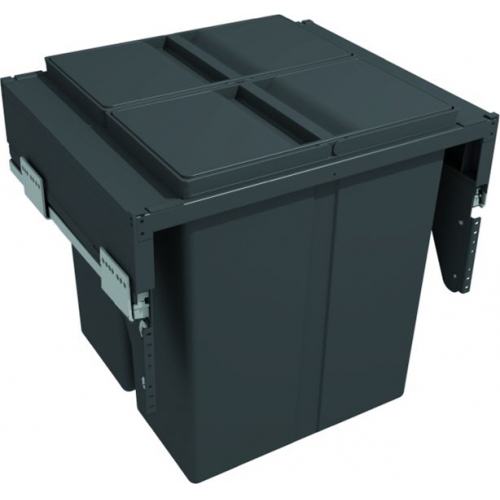 Pull-Out Waste Bin With Plastic Lid, 2 x 40 Litre Bins