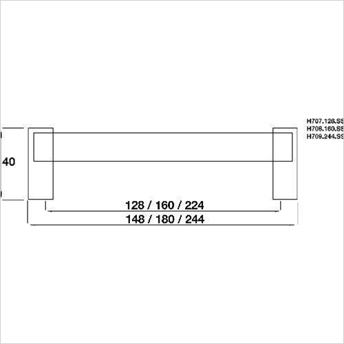18mm Diameter Bar Handle, 128mm