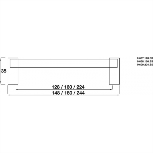 18mm Diameter Bar Handle, 224mm