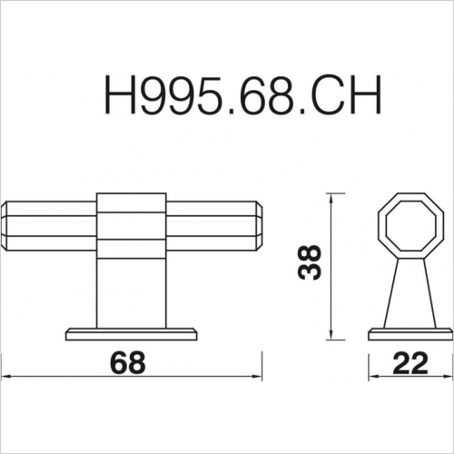 Hexaganal T-Bar, 68mm Length
