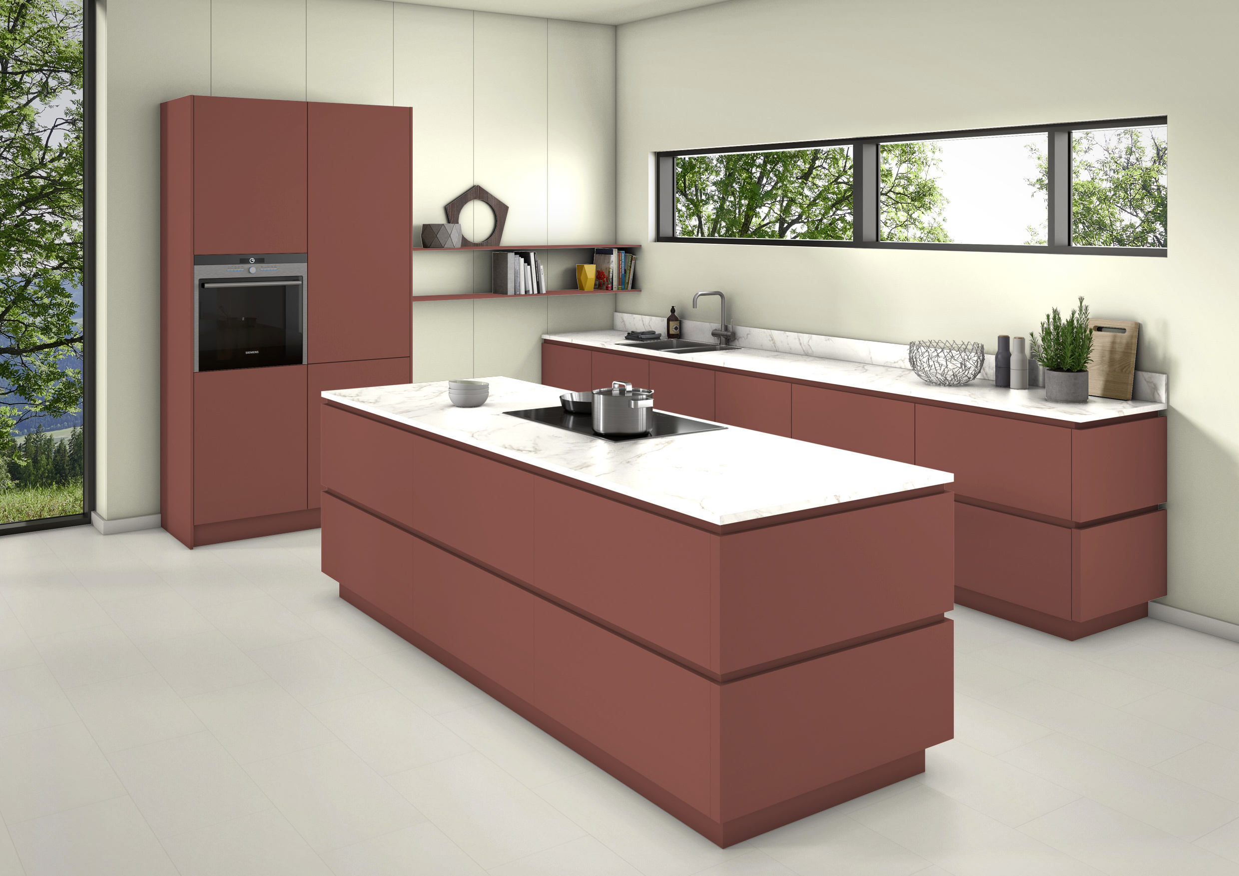 Aspects bespoke rusty red kitchen