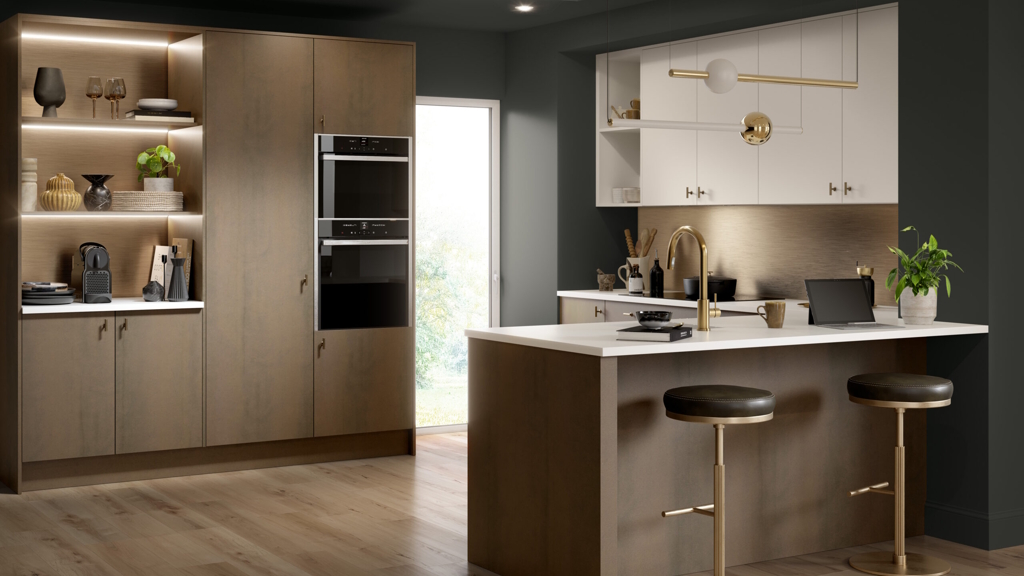 Aspects Bespoke Galvano Bronze with matt cashmere kitchen