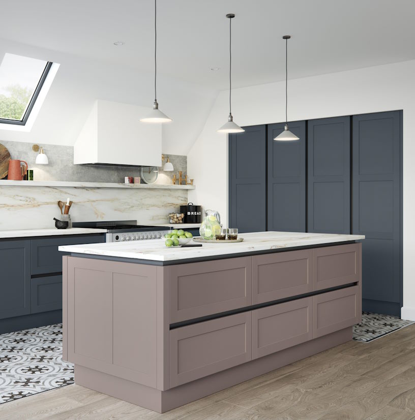 Fenton shaker painted true handleless kitchen