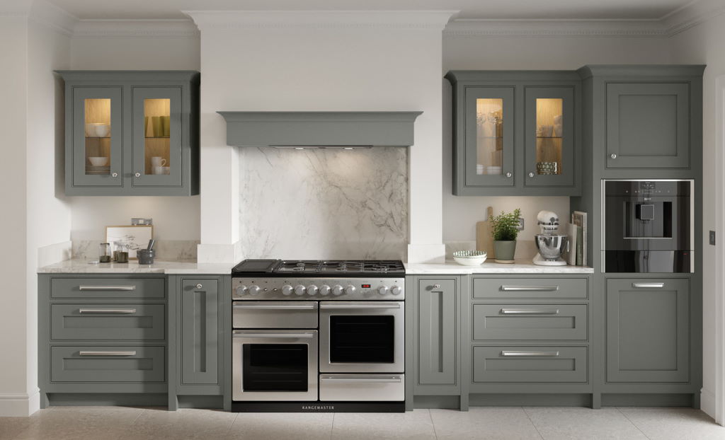 Second Nature Clarendon dust grey inframe kitchen