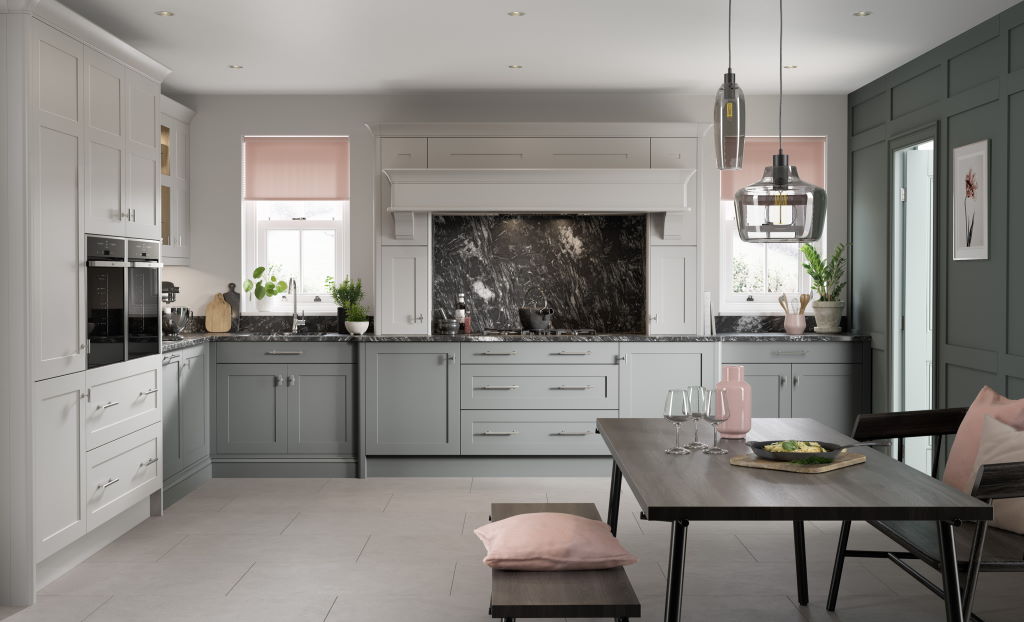 Second Nature Hunton dust grey shaker kitchen