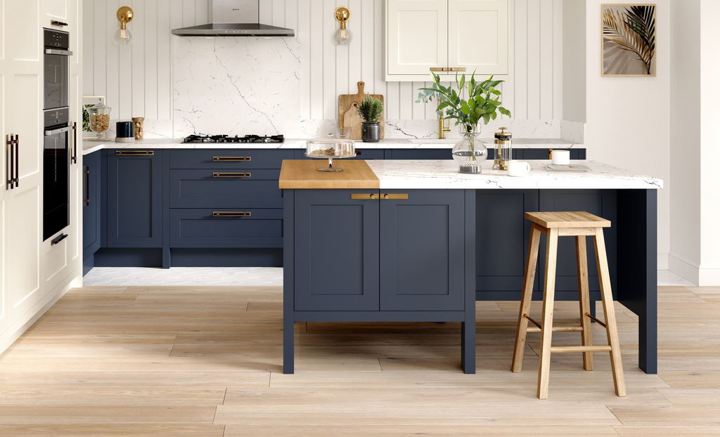 Second Nature Hunton hartforth blue shaker kitchen