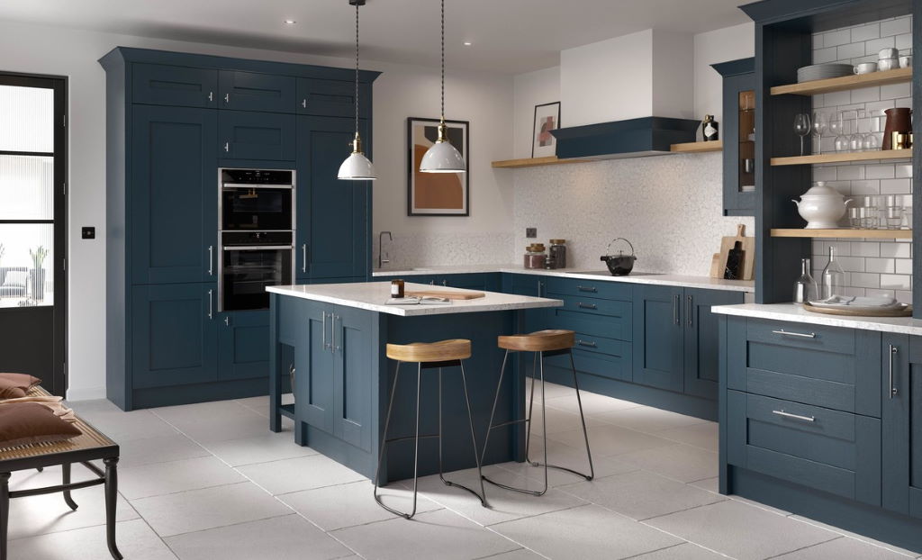 Second Nature Milbourne hartforth blue shaker kitchen