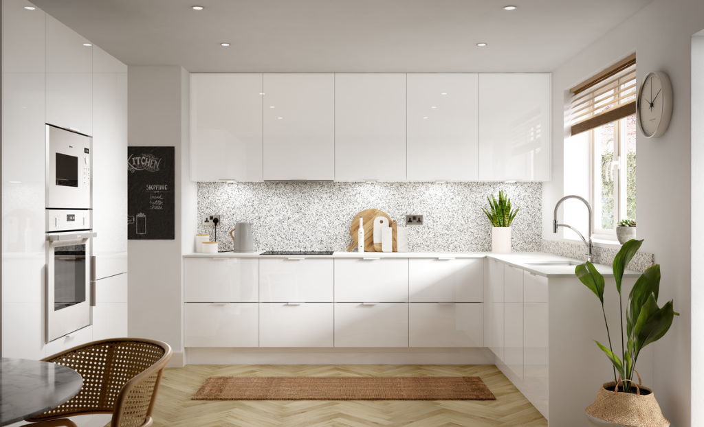 Second Nature Porter gloss white kitchen