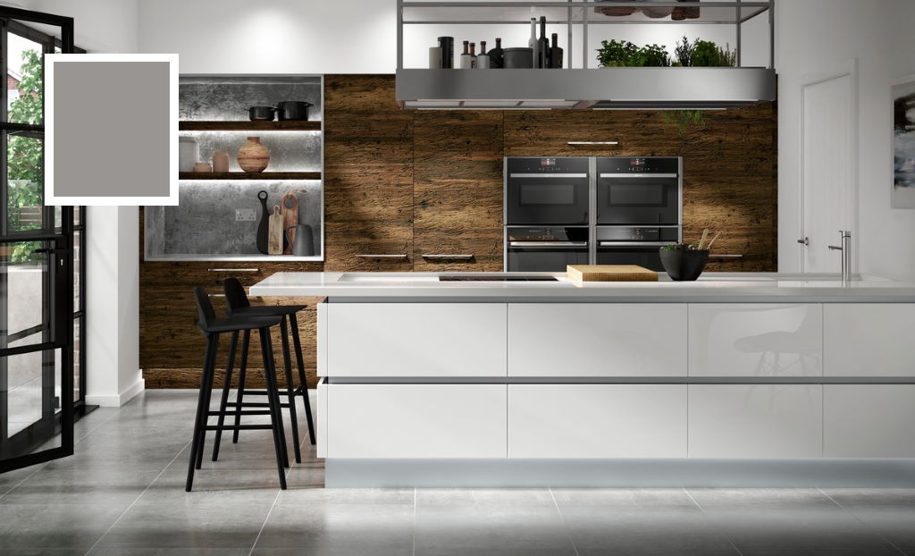 Second Nature Porter matt silver grey true handleless kitchen