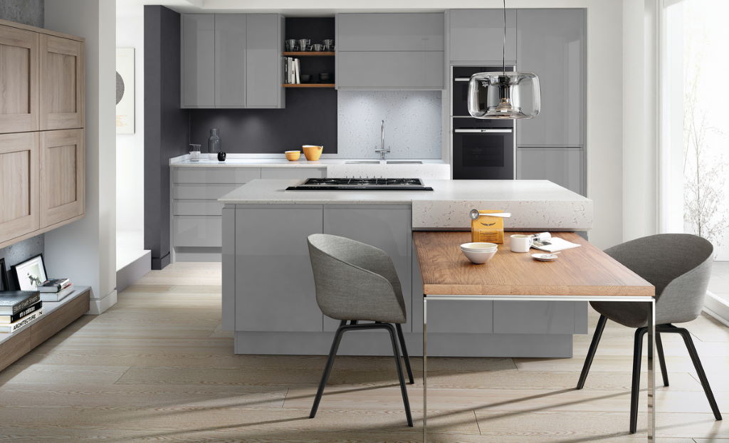 Second Nature Remo gloss silver grey kitchen