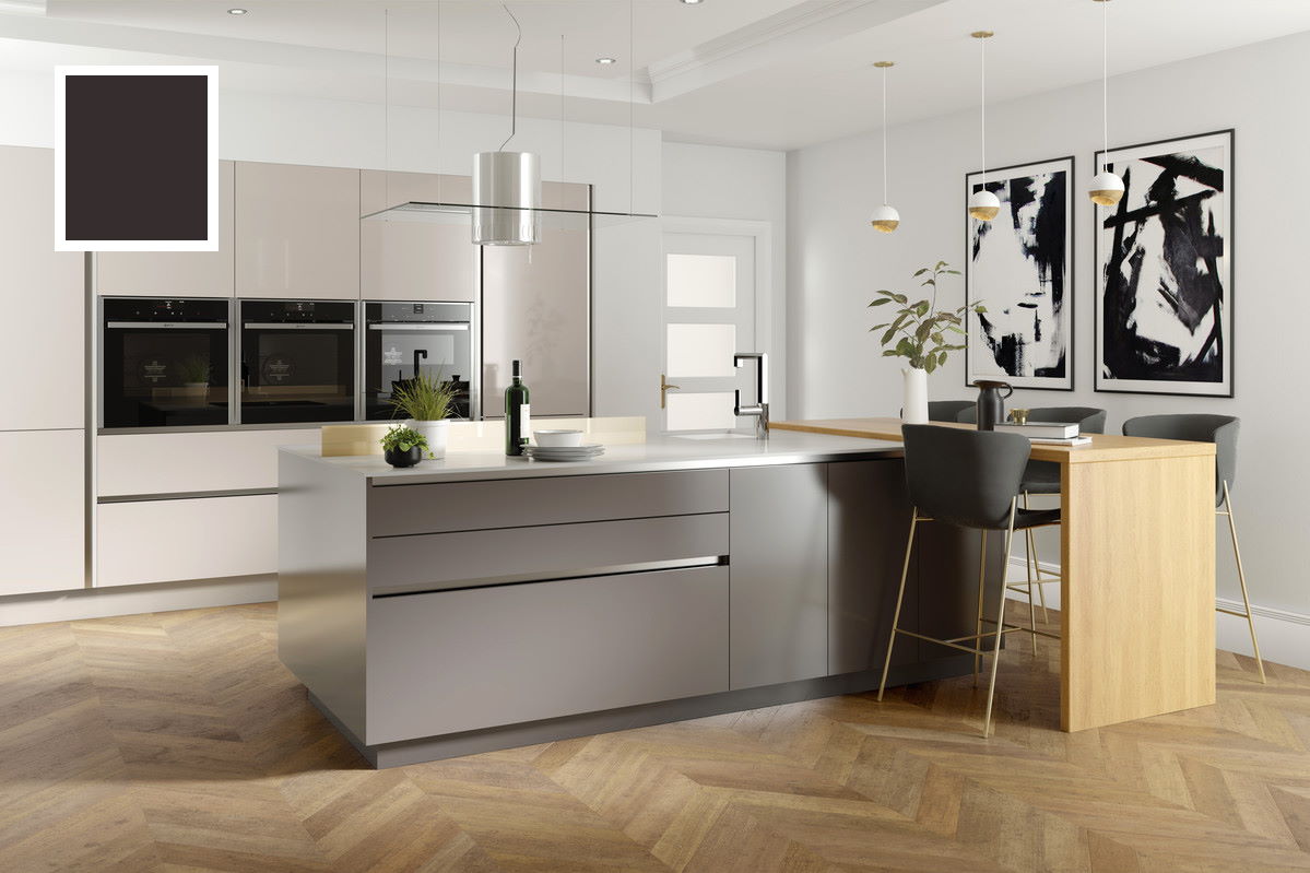 Second Nature Unity gloss graphite true handleless kitchen