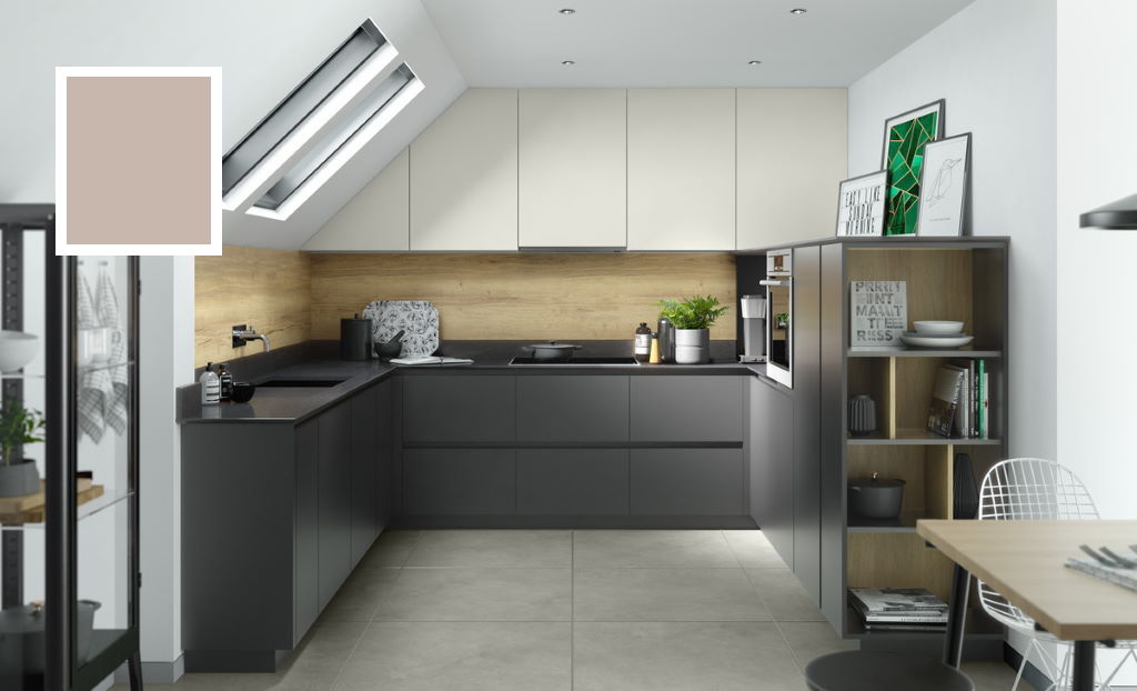 Second Nature Unity supermatt cashmere true handleless kitchen