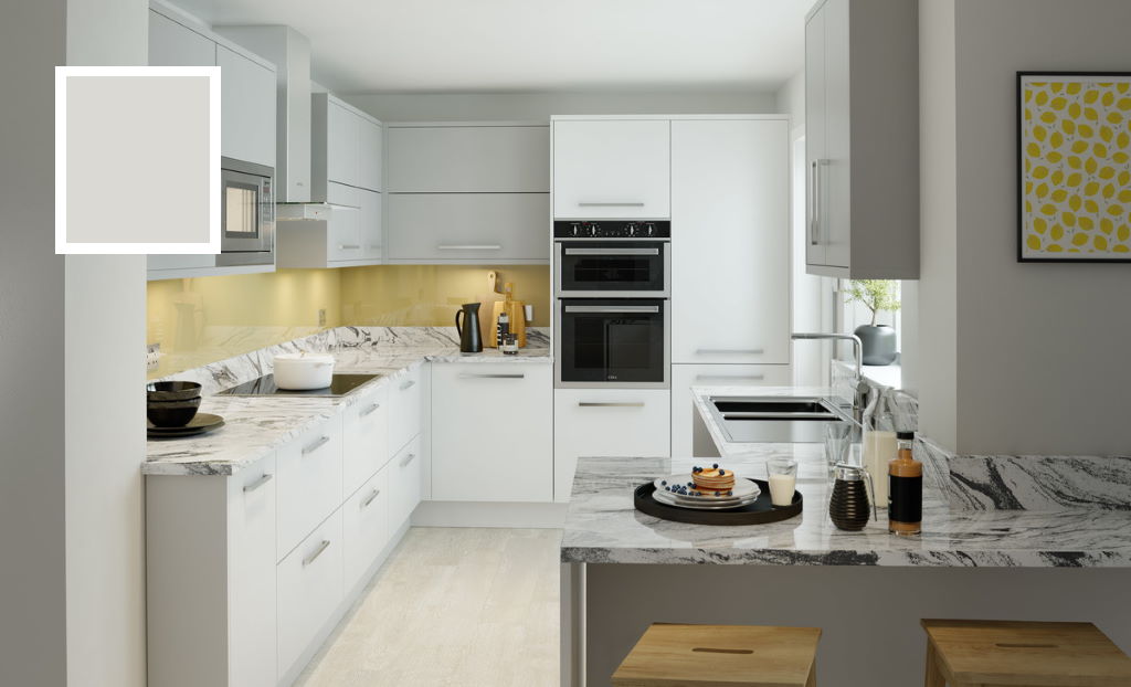 Second Nature Unity supermatt light grey kitchen