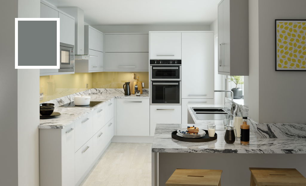 Second Nature Unity supermatt pebble grey kitchen
