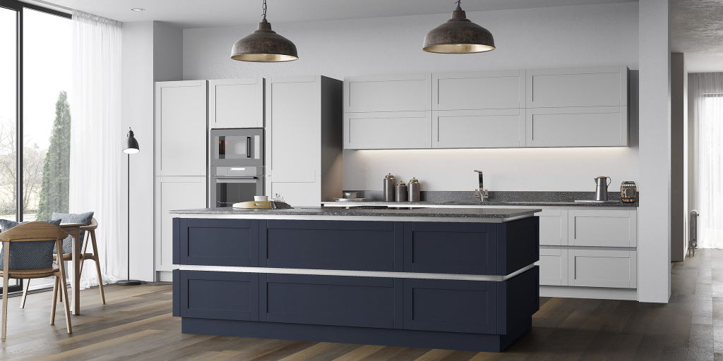 TKC Stratto shaker indigo true handleless kitchen