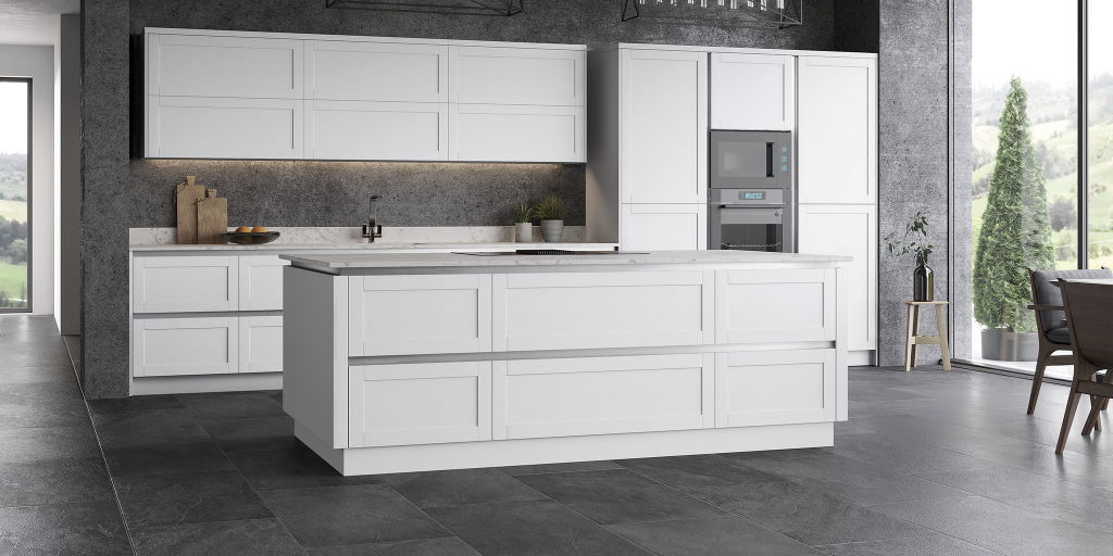 TKC Stratto shaker white true handleless kitchen