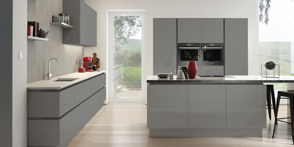 TKC Vivo+ gloss dust grey true handleless kitchen
