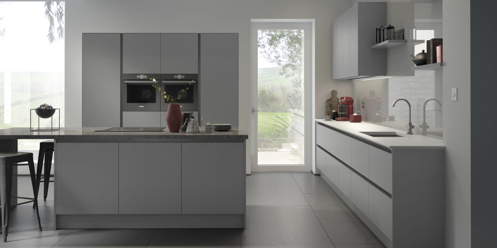 TKC Vivo+ matt dust grey true handleless kitchen