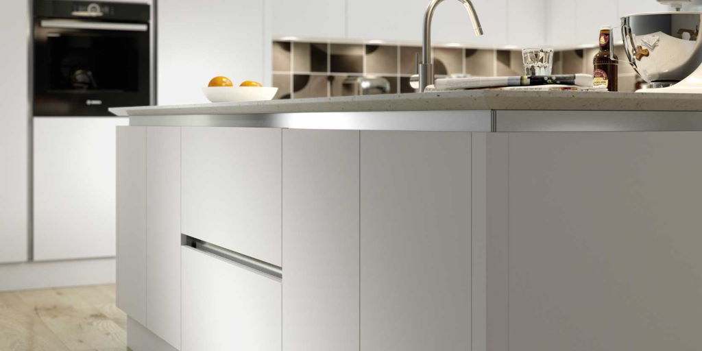 TKC Vivo+ matt light grey true handleless kitchen