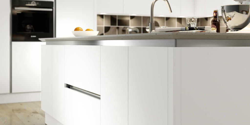 TKC Vivo+ matt white true handleless kitchen