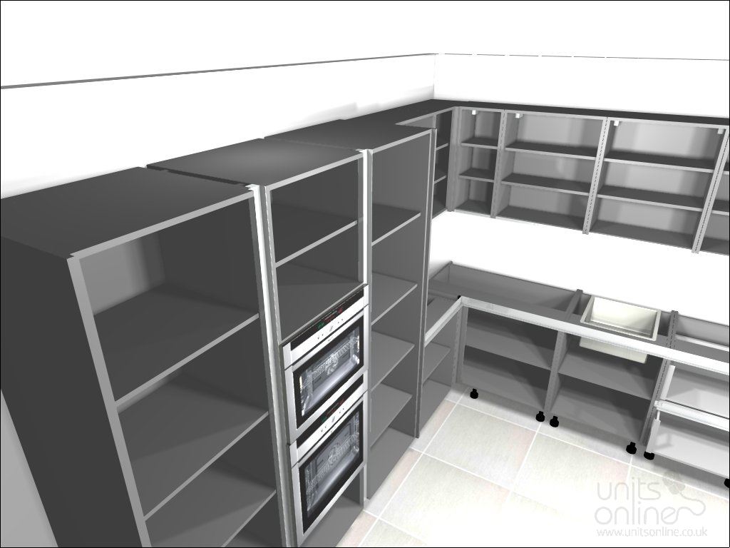 kitchen showing true handleless profiles without doors